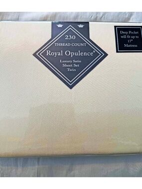 SATIN SHEET SET LUXURY TWIN SIZE, IVORY, 230 THREAD COUNT, DEEP POCKET FITS UP